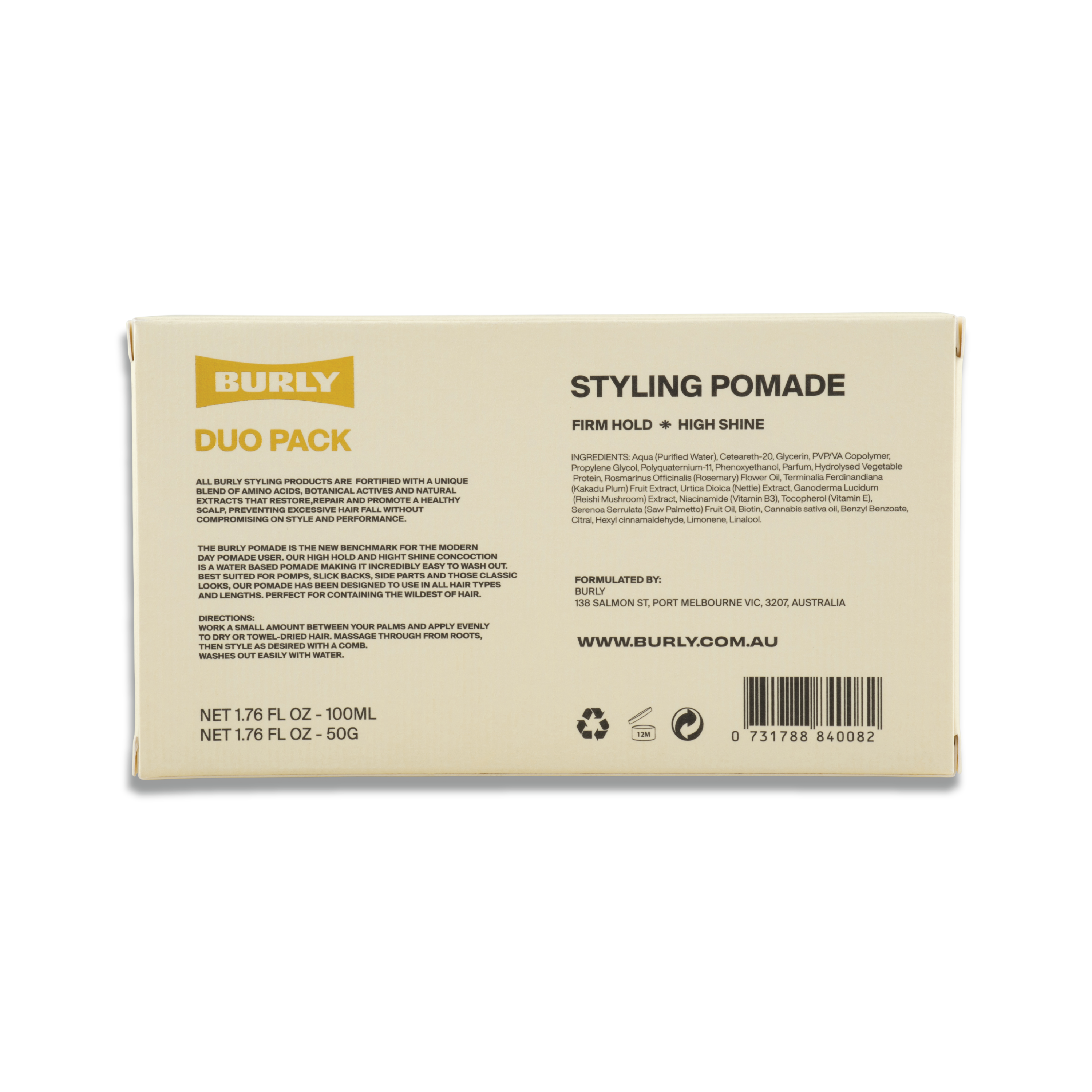Pomade - Duo Pack - 150ml - High Shine - Firm Hold - Water Based - Australian Made