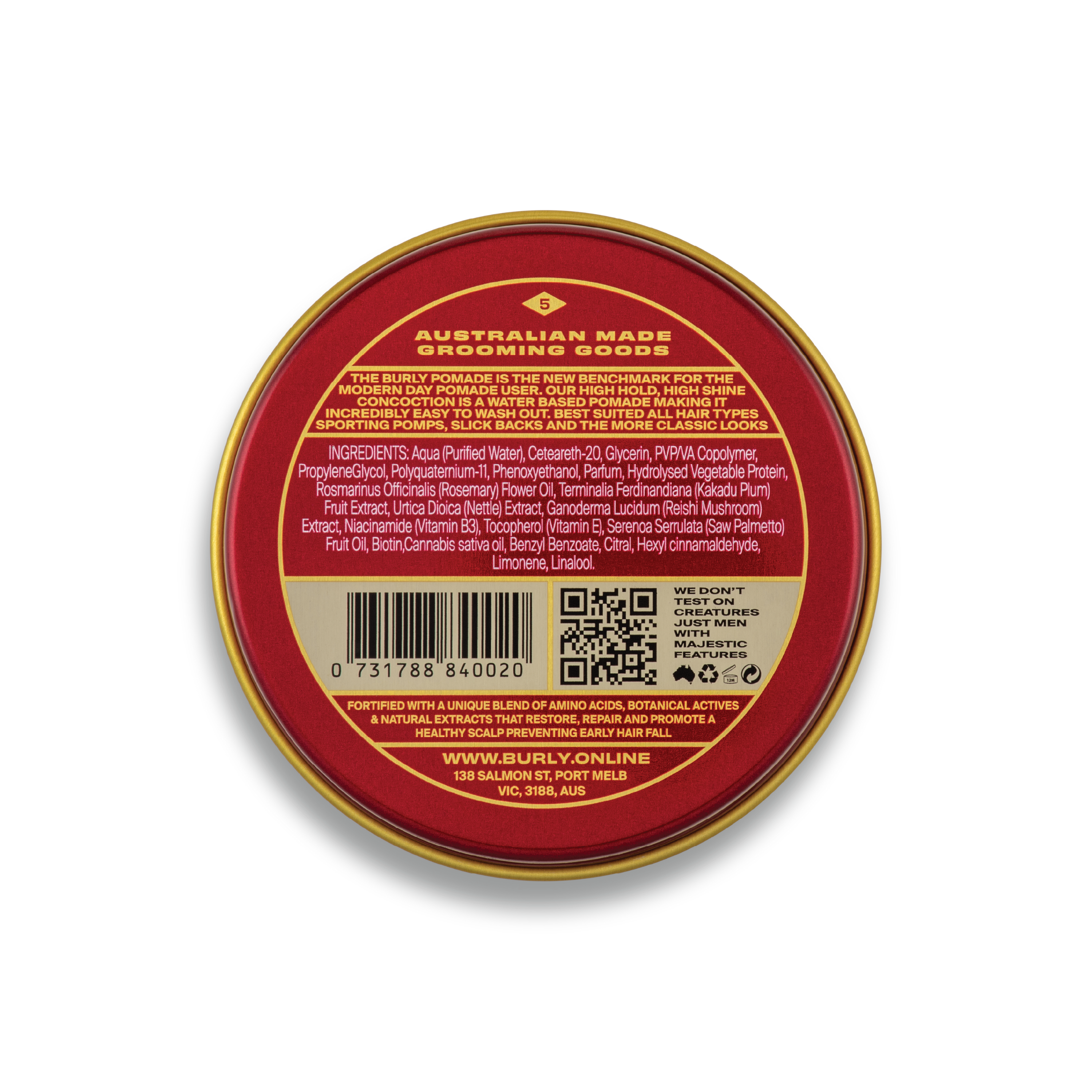 Pomade - 100ml - High Shine - Firm Hold - Water Based- Australian Made