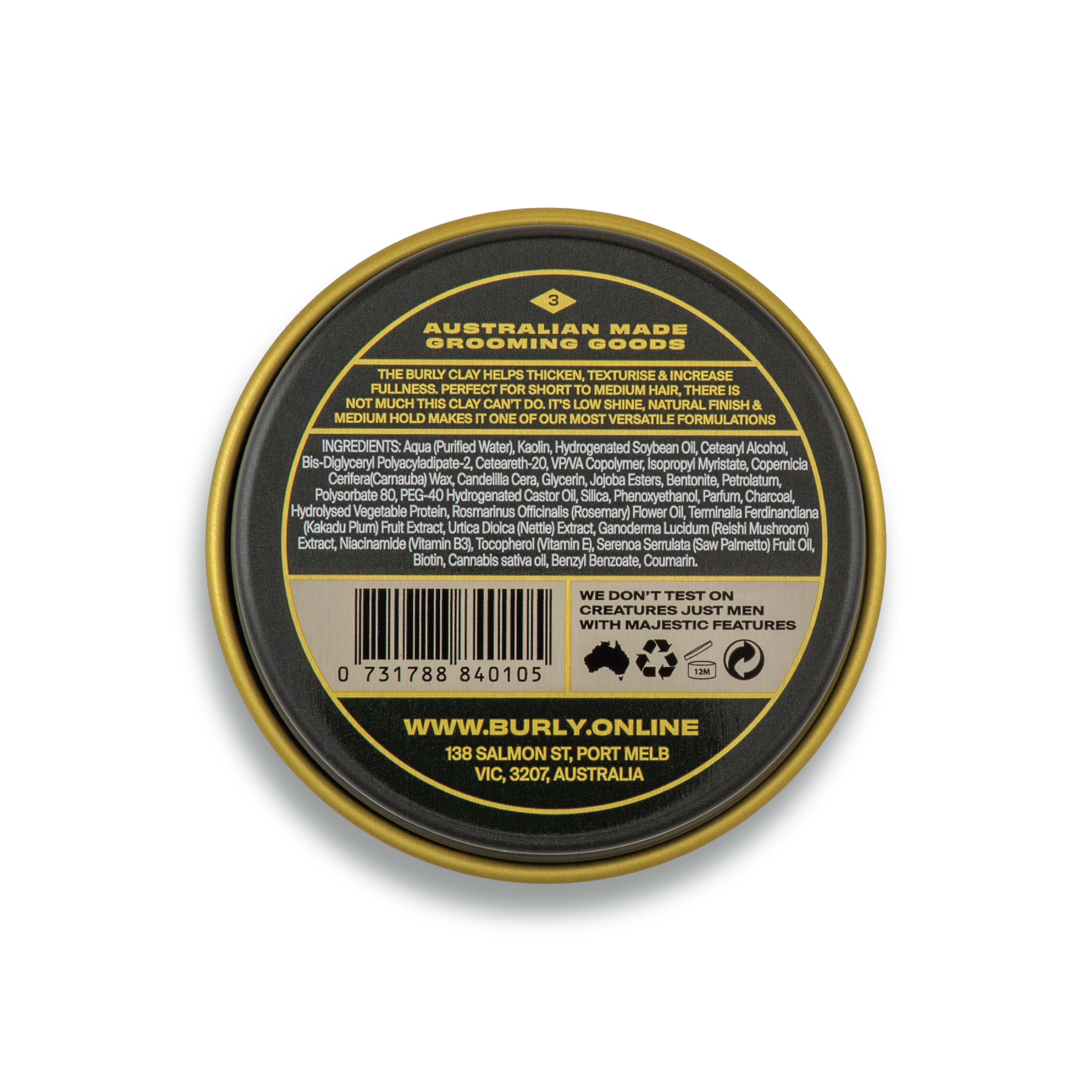 Australian Made Styling Clay - 100ml - Medium Hold - Matte Finish - BURLY