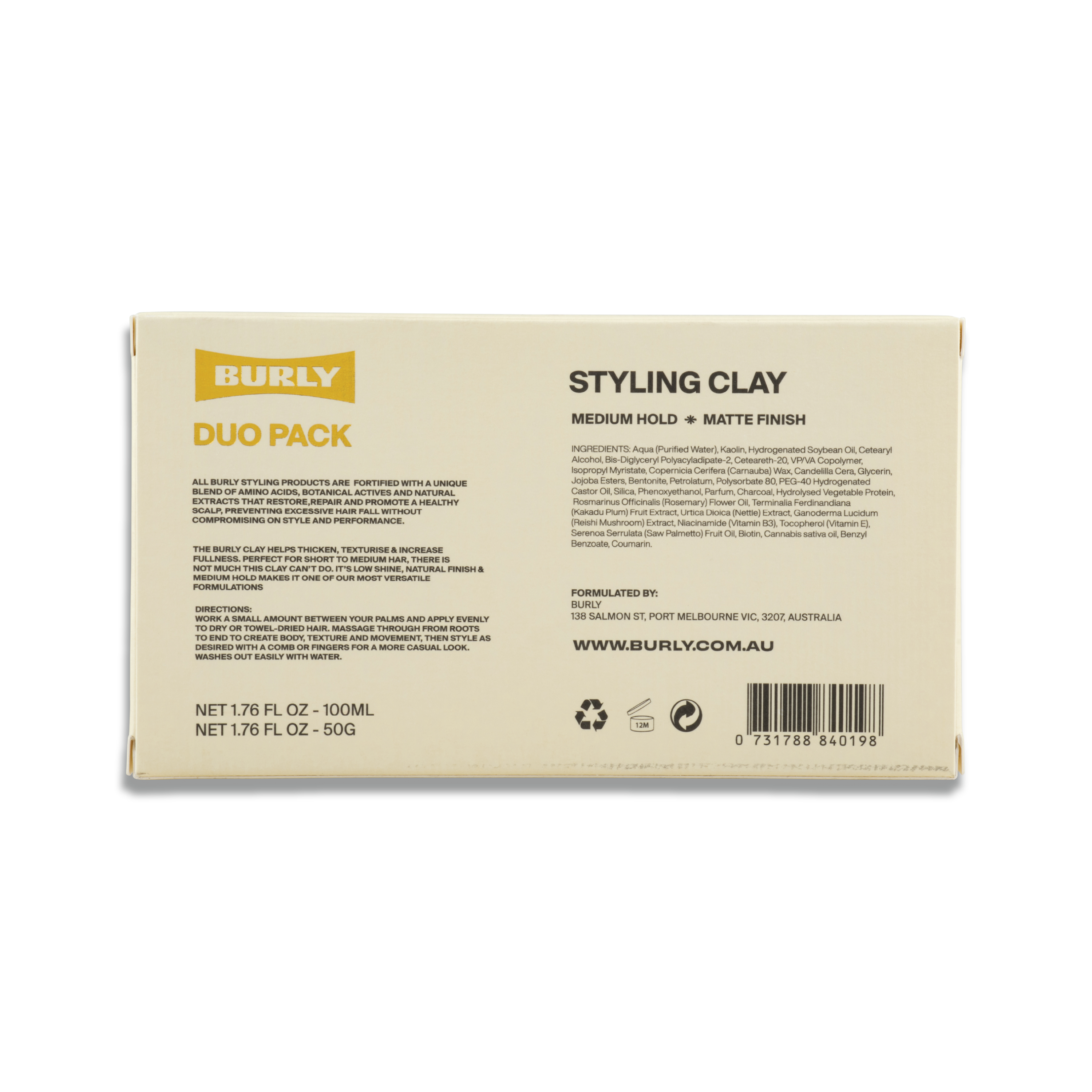 Clay - Duo Pack - 150ml - Medium Hold - Matte Finish - Australian Made